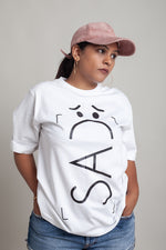 Load image into Gallery viewer, OdD1 Sad White Oversized T-shirt
