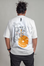 Load image into Gallery viewer, OdD1 Unisex Orange Clock Work White T-Shirt
