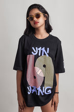 Load image into Gallery viewer, OdD1 Yin-Yang Black oversized tshirts
